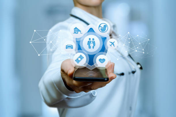 istock Insurance policy services in a mobile device in the hands. 1045606600