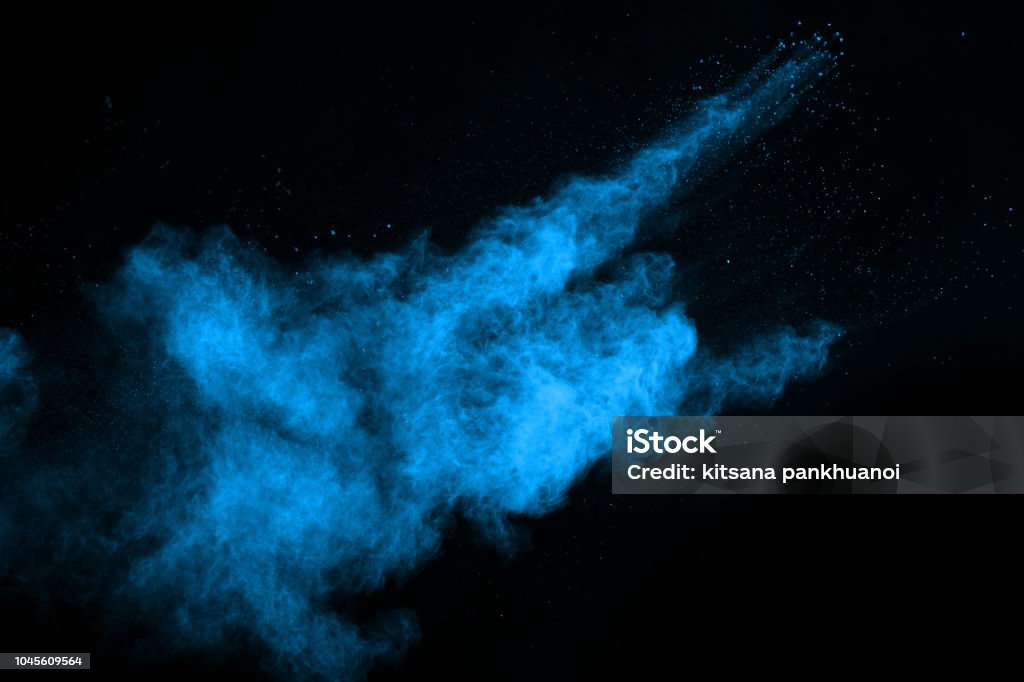 Powder Blue Drop Blue Powder Explosion On Black Background Colored Cloud Colorful Dust ...