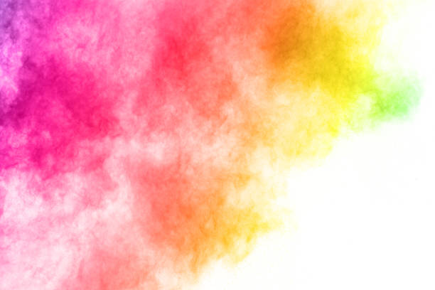 istock Abstract art powder painted on white background. Movement abstract frozen dust explosion multicolored on white background. Stop the movement of colored powder on white background. 1045609604