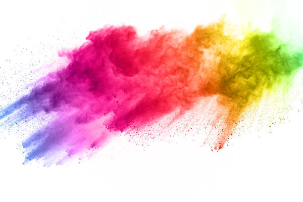 istock Abstract art powder painted on white background. Movement abstract frozen dust explosion multicolored on white background. Stop the movement of colored powder on white background. 1045609646
