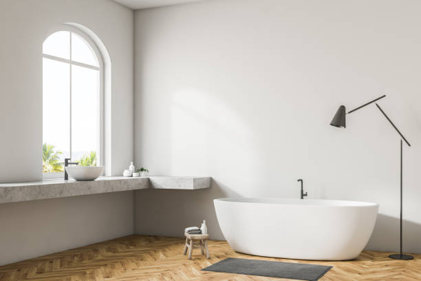 istock White bathroom corner, white tub 1045623686