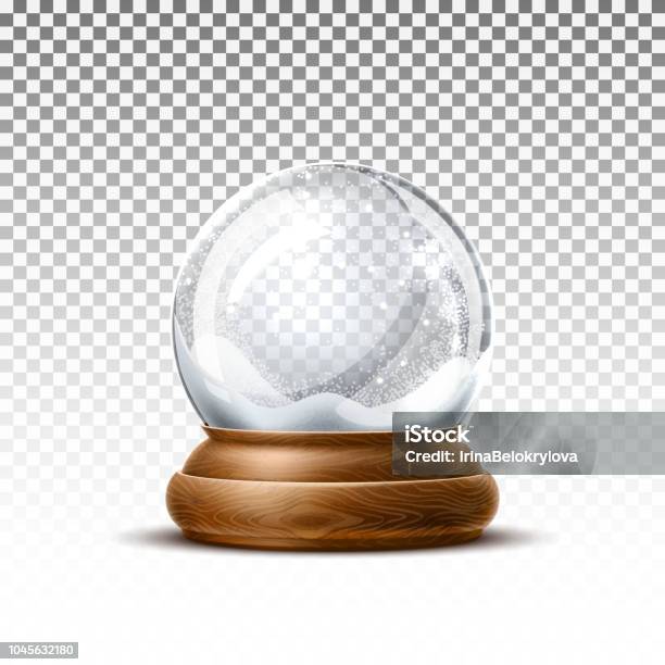 Vector Realistic Christmas Snowglobe 3d Winter Toy Stock Illustration - Download Image Now - Snow Globe, Christmas, Snow
