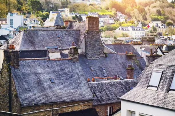 beautiful streets in the famous city of Morlaix. Normandy, France"n