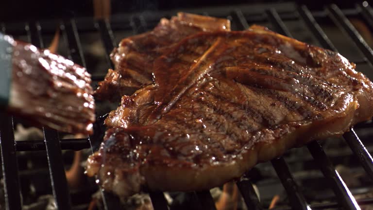 Barbecue sauce on t-bone steak