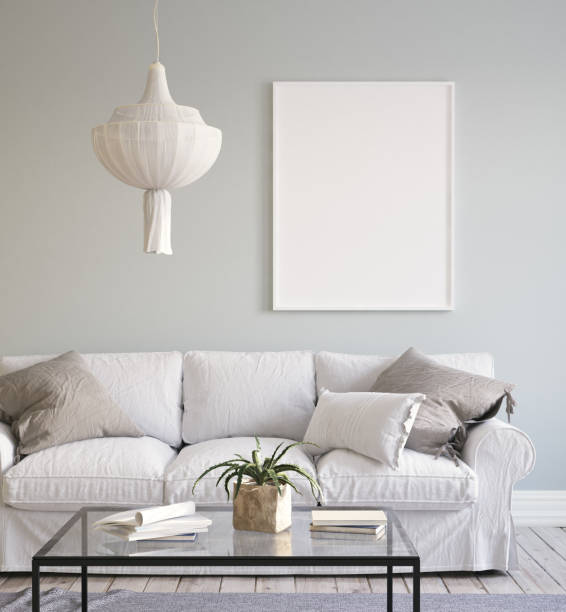 istock Mock-up poster background in living room interior 1045661856