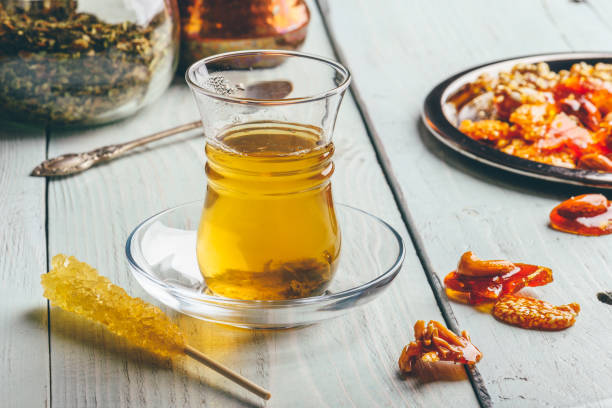 istock Tea in armudu with oriental delights 1045664670