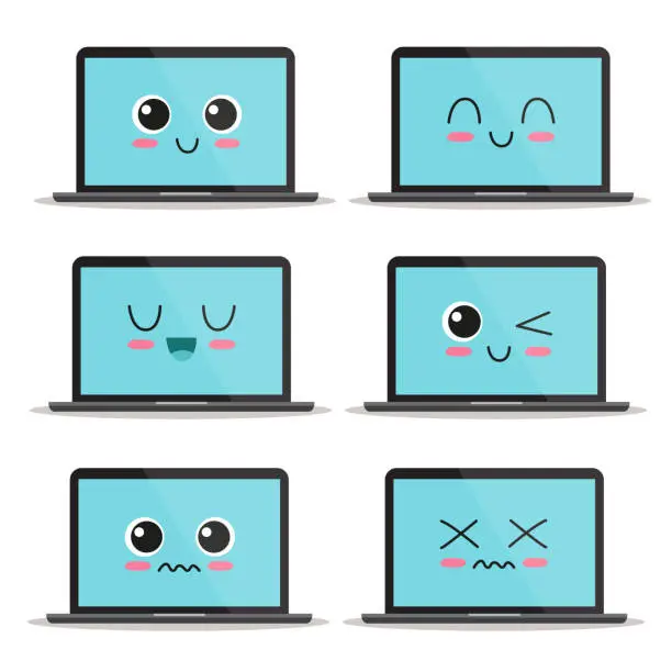 Vector illustration of Cute laptop