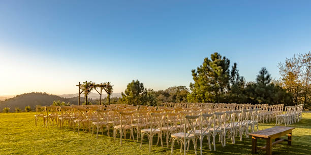 istock Jewish wedding set up with a beautiful view 1045693464