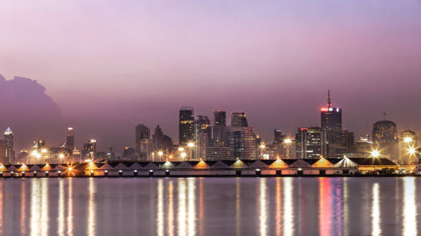 istock Bangkok Thailand Cityscape view at night 1045699762