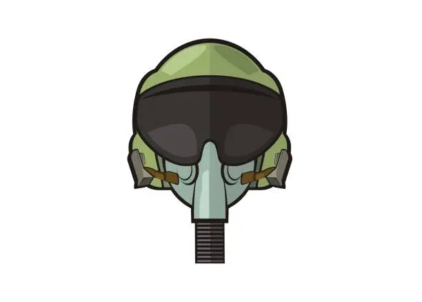 Vector illustration of jet fighter pilot helmet simple illustration