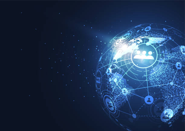 istock Global network connection. World map point and line composition concept of global business. Vector Illustration 1045712498