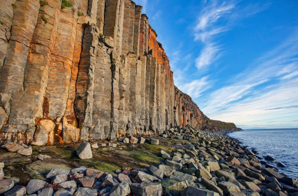 Kálfshamarsvík basalt columns stock photo