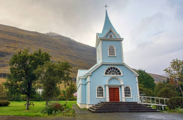 Seyðisfjarðarkirkja, Iceland stock photo