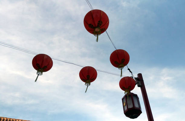 istock Five Chinese Lanterns in the Air 1045732410