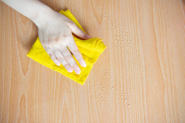istock Woman cleaning the table 1045732412