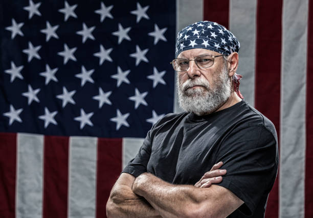 crâne patriotique cap homme adulte senior vétéran militaire - do rag photos et images de collection