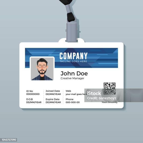 Corporate Id Card Template With Abstract Blue Technology Background Stock Illustration - Download Image Now