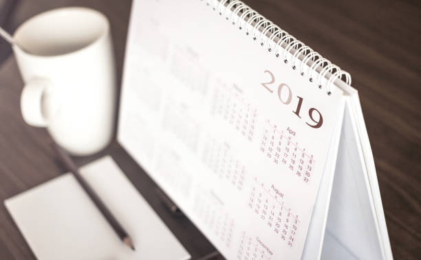 calendario de escritorio 2019 - 2019 fotografías e imágenes de stock