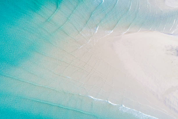 istock White sand beach nature background turquoise sea wave water aerial view 1045775430