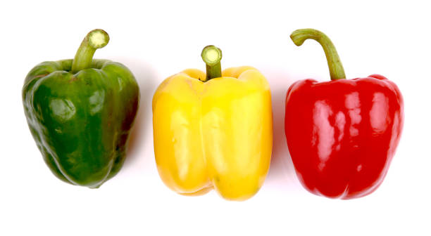 istock Colorful sweet peppers isolated on white background. 1045781788