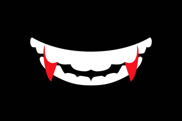 ilustrações de stock, clip art, desenhos animados e ícones de vampire mouth with fangs illustration of halloween - canino dente