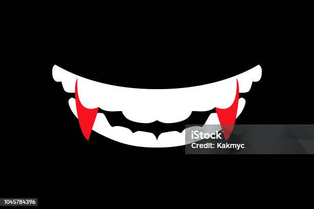 Vampire Mouth With Fangs Illustration Of Halloween Stock Illustration - Download Image Now - Vampire, Fang, Mouth