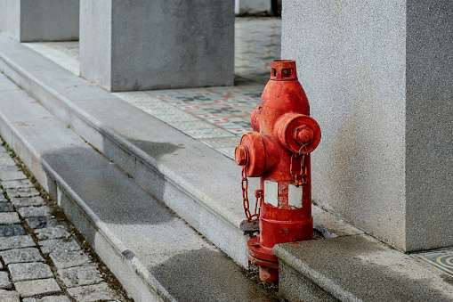Old fire hydrant in public building