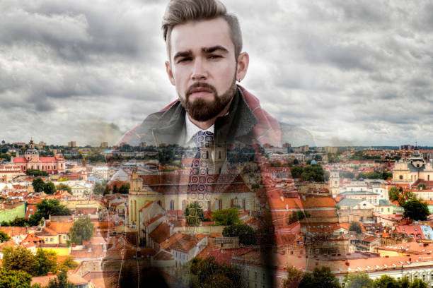 istock The businessman on a city background 1045802376