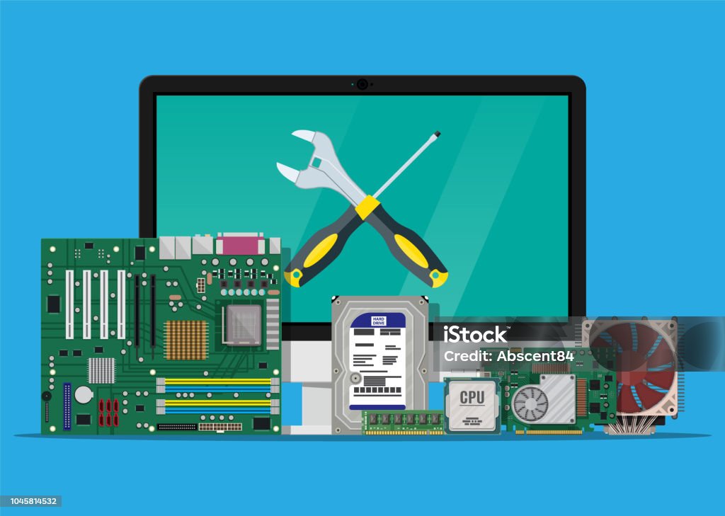 Hardware Compustage Assembling And Service Pc Computer Hardware Stock Illustration ...