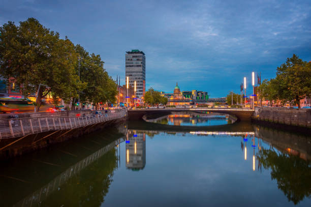 istock Beautiful panoramic night view over downtown in Dublin city, Ireland 1045814686