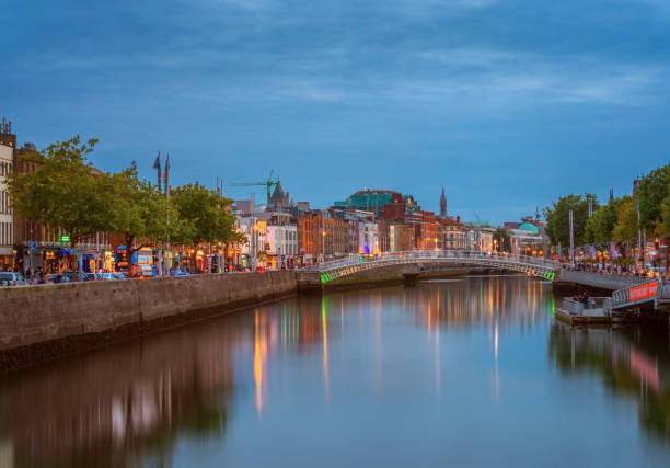 istock Beautiful panoramic night view over downtown in Dublin city, Ireland 1045814688