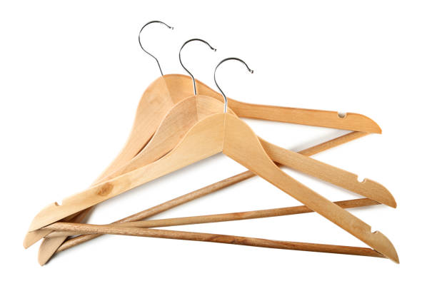 istock Wooden hangers isolated on white background 1045829926