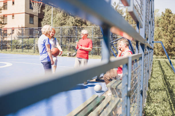 istock Group of seniors resting after sports activity 1045845298