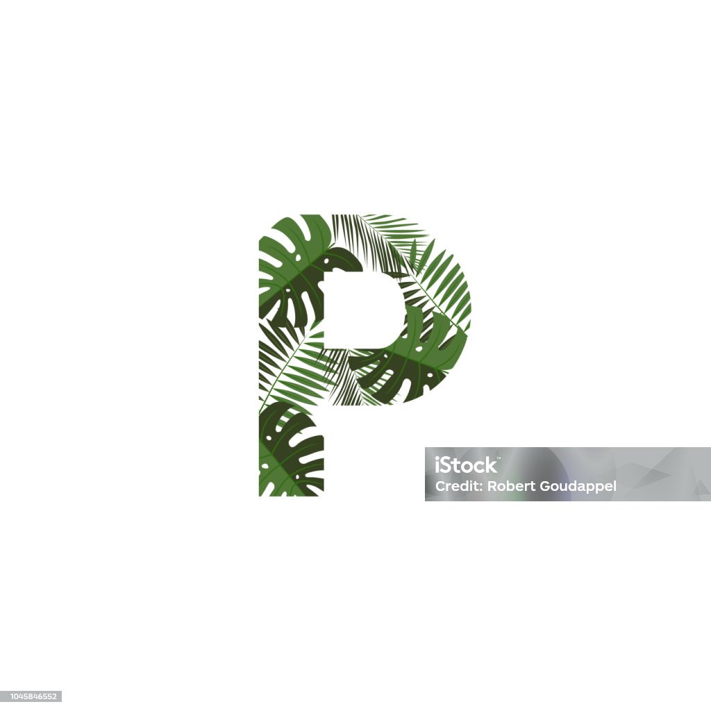 Vector Logo Letter P Tropical Leaves Stock Illustration - Download ...