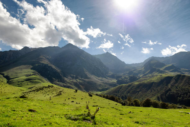 istock view of Pyrenees mountains with cloudy blue sky 1045853026