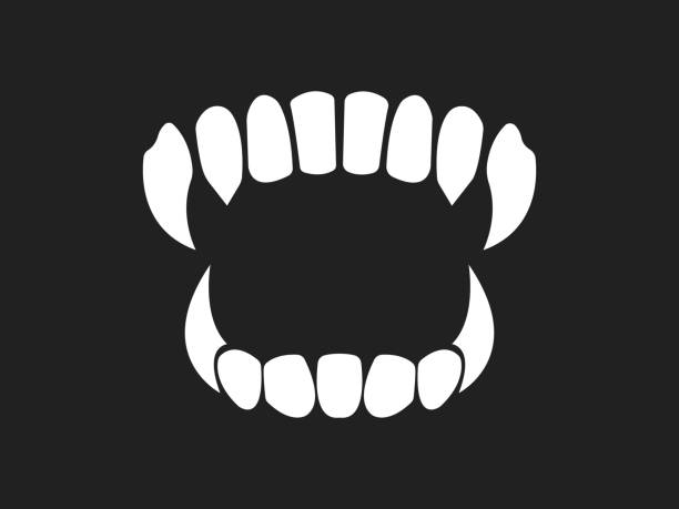 ilustraciones, imágenes clip art, dibujos animados e iconos de stock de icono de los dientes del vampiro aislado sobre fondo. vector de - afilado ilustraciones