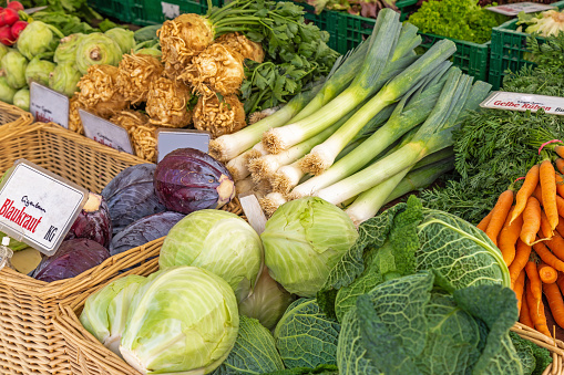 Vegetable stand on a market in Germany