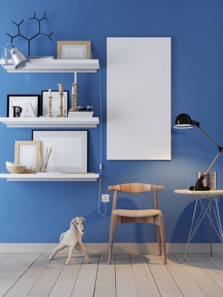 istock Poster on the wall and interior. Blue wall. 1045877316