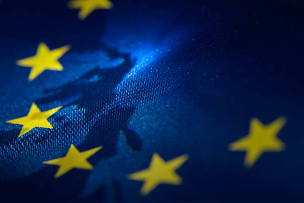 europäische union flaggen-banner - european community government flag sign stock-fotos und bilder