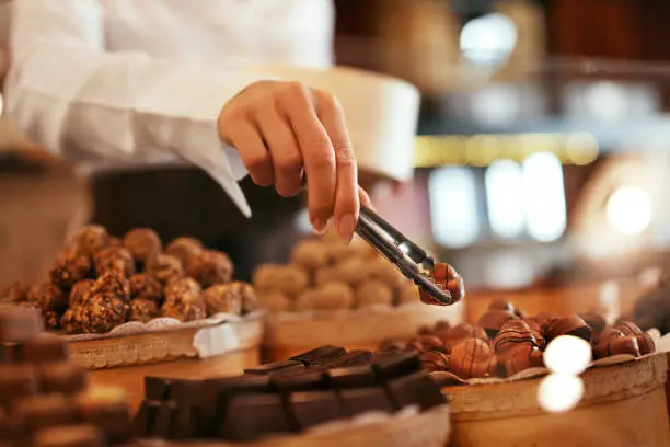 Photo of Chocolate Candies In Confectionery Store Closeup