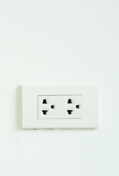 istock AC socket.Electrical outlet in Thailand, double power AC socket.A wall point plug for domestic housing. 1045887548