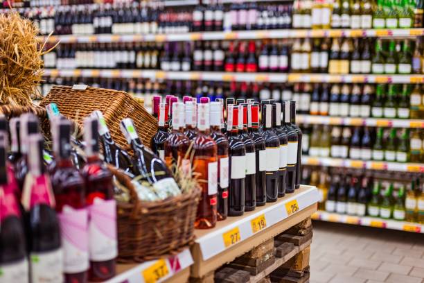 Bottles of wine and other alcohols