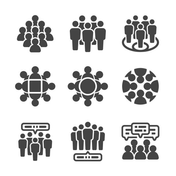 crowd icon crowd,group icon set populism stock illustrations