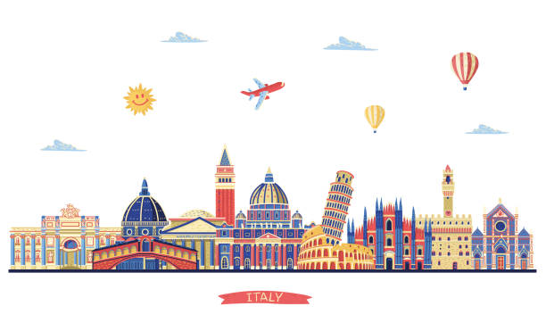 istock Italy detailed skyline. Italy famous monuments. Vector illustration 1045894240