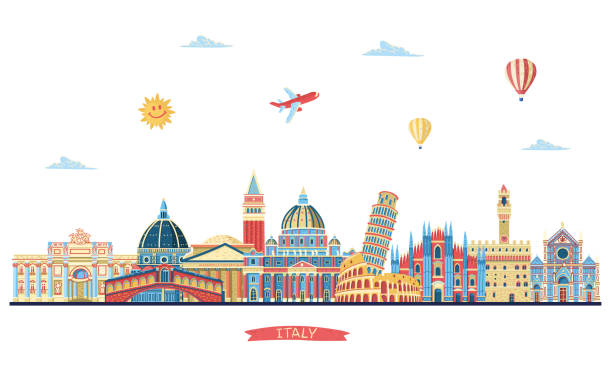 istock Italy detailed skyline. Italy famous monuments. Vector illustration 1045894298