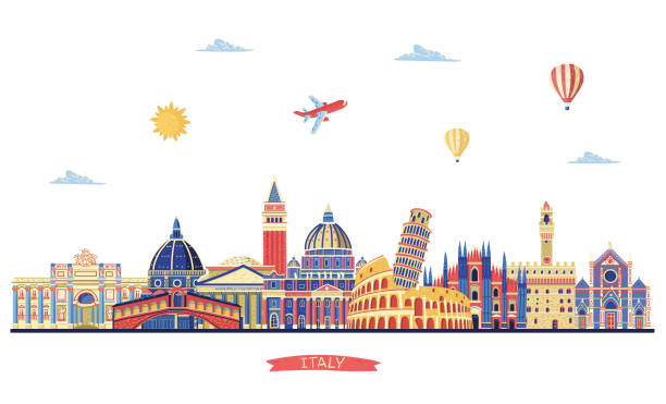 istock Italy detailed skyline. Italy famous monuments. Vector illustration 1045895036