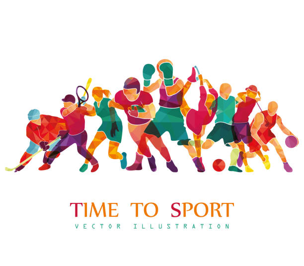 sport-hintergrundfarbe. fußball, basketball, eishockey, box, golf, tennis. vektor-illustration - athletic event stock-grafiken, -clipart, -cartoons und -symbole