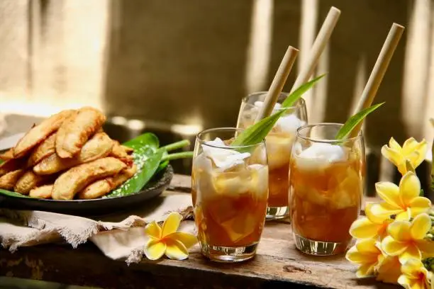 Photo of Es Tambring, the Balinese Drink of Iced Coconut with Palm Sugar and Tamarind