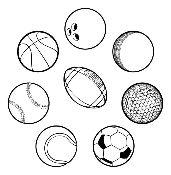 ilustrações, clipart, desenhos animados e ícones de esportes conjunto de bolas - tennis ball american football football