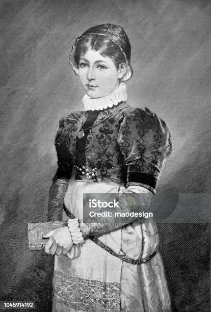 Portrait Of A Beautiful Young Woman With A Book In Her Hands 1888 Stock Illustration - Download Image Now